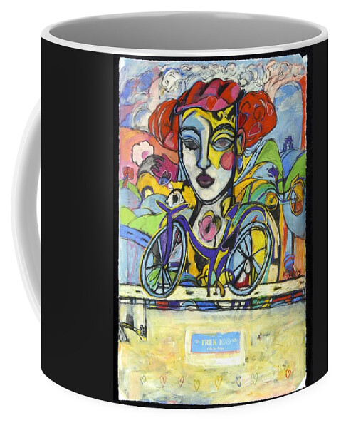 Bicycle Coffee Mug featuring the drawing the Messenger by Mykul Anjelo