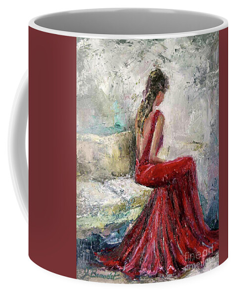 Woman In Red Coffee Mug featuring the painting The Moment by Jennifer Beaudet