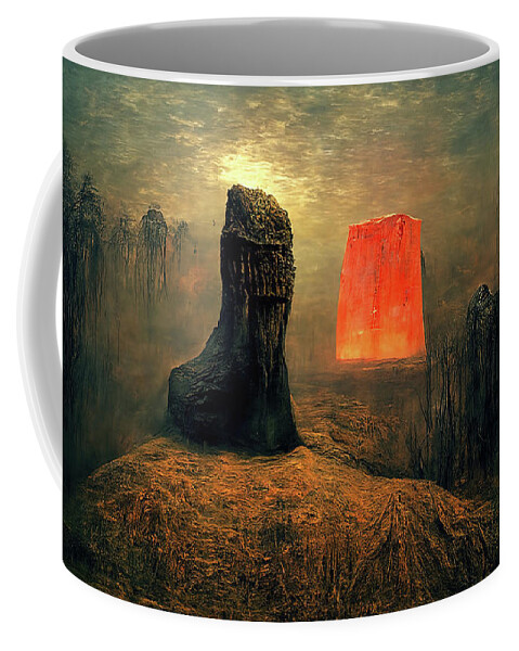 Landscape Coffee Mug featuring the painting The Monolith, 03 by AM FineArtPrints