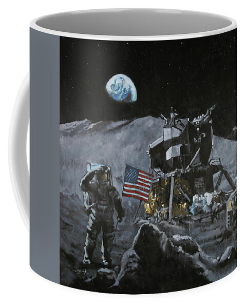 Moon Coffee Mug featuring the painting The Moon Visitor by Sv Bell