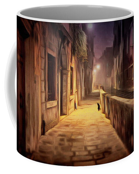 Painting Coffee Mug featuring the digital art The Nerly Cat by Lutz Roland Lehn