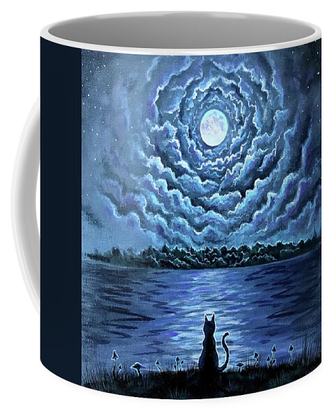 Cat Coffee Mug featuring the painting The Night Watch by Jim Figora