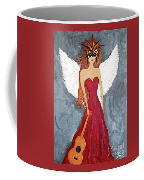 Mask Coffee Mug featuring the painting The Nightingale by Artist Linda Marie