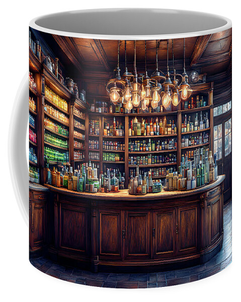 Vintage Coffee Mug featuring the digital art The Old Chemist Shop by Ian Mitchell