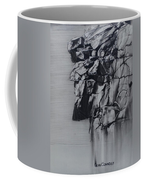 Charcoal Pencil Coffee Mug featuring the drawing The Old Man Of The Mountain by Sean Connolly