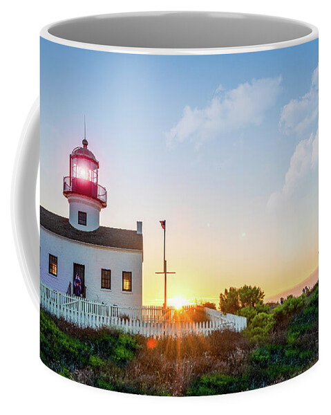 California Coffee Mug featuring the photograph The Old Point Loma Lighthouse at Sunset by David Levin
