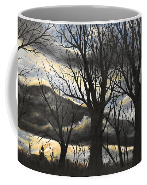 Symbolism Coffee Mug featuring the painting The Old School Steeple by Art Enrico
