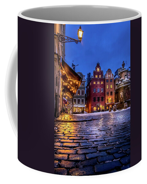 Gamla Stan Coffee Mug featuring the photograph The Old Town Winter Night I by Nicklas Gustafsson