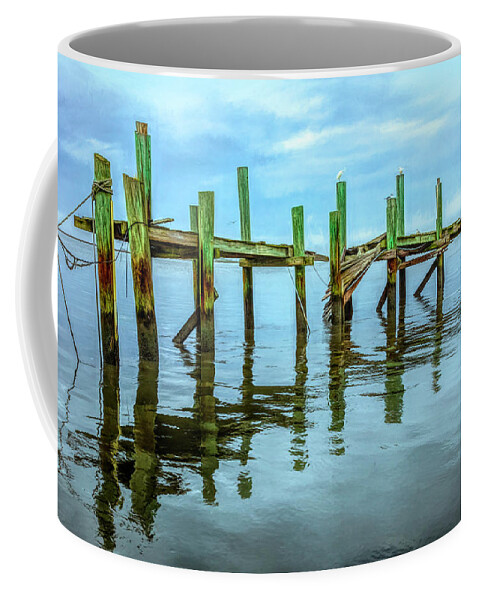 Boats Coffee Mug featuring the photograph The Old Wooden Docks by Debra and Dave Vanderlaan