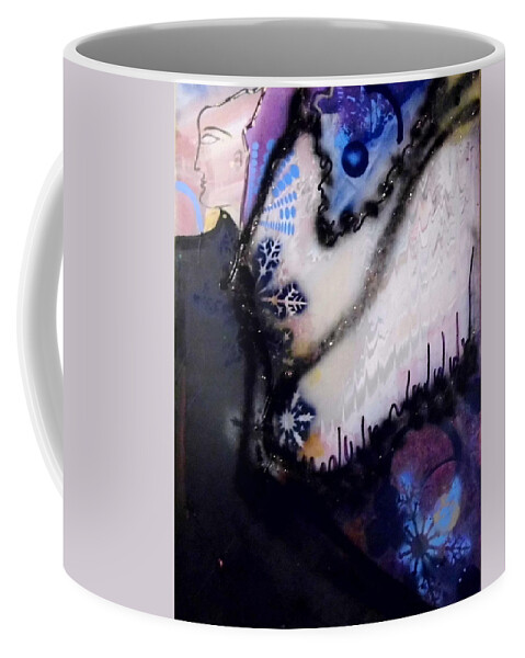 Blue Coffee Mug featuring the painting The Oracle by Leslie Porter