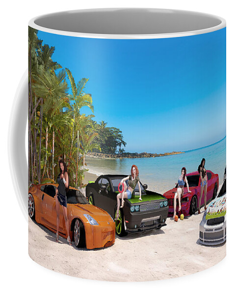 Automotive Coffee Mug featuring the digital art The Pack - Sand Life by Williem McWhorter