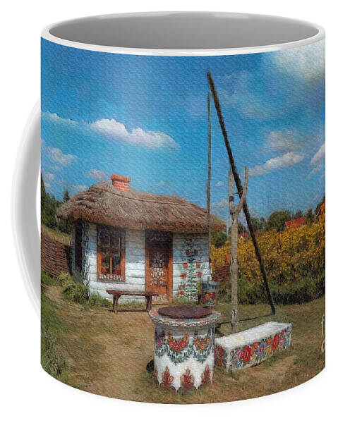 The Painted Village Coffee Mug featuring the digital art The Painted Village, Zalipie II, Poland by Jerzy Czyz