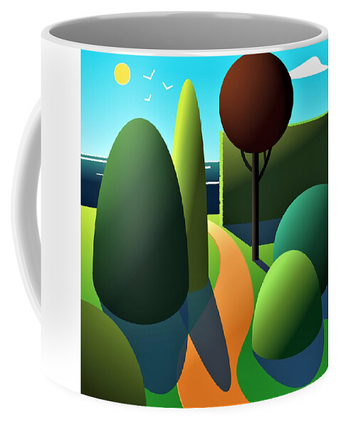 Take The Path Through The Garden Coffee Mug featuring the digital art The path through the garden by Fatline Graphic Art