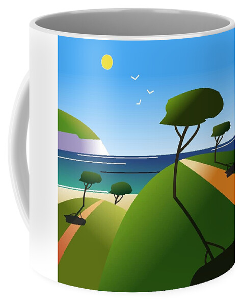 Beach Coffee Mug featuring the digital art The path to the beach by Fatline Graphic Art