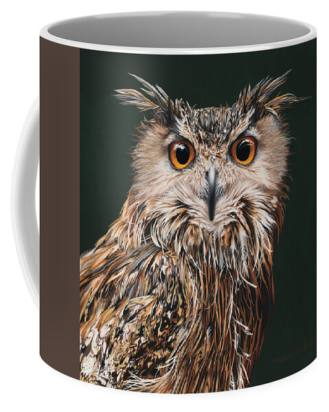 Nikita Coulombe Coffee Mug featuring the painting The Philosopher - Eagle Owl by Nikita Coulombe