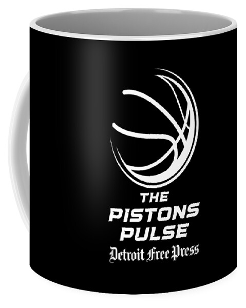 Pistons Coffee Mug featuring the digital art The Pistons Pulse White Logo by Gannett
