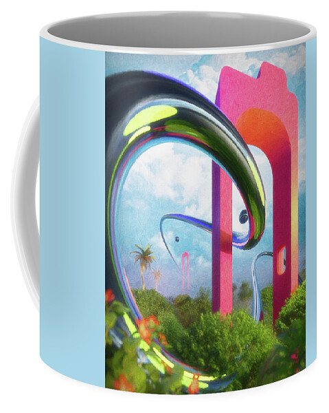 Surreal Coffee Mug featuring the digital art The plunge by Bespoke Cube