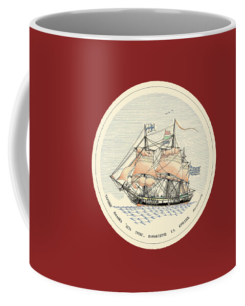 Historic Vessels Coffee Mug featuring the drawing The polacca Agia Trias - 1810 miniature by Panagiotis Mastrantonis