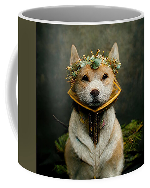 Dog Coffee Mug featuring the digital art The Princess Pup by Nickleen Mosher