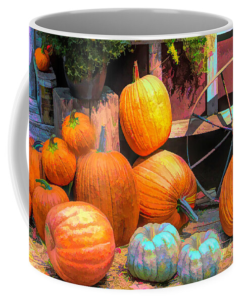 Pumpkins Coffee Mug featuring the photograph The Pumpkin Cart #2 by Barbara Snyder