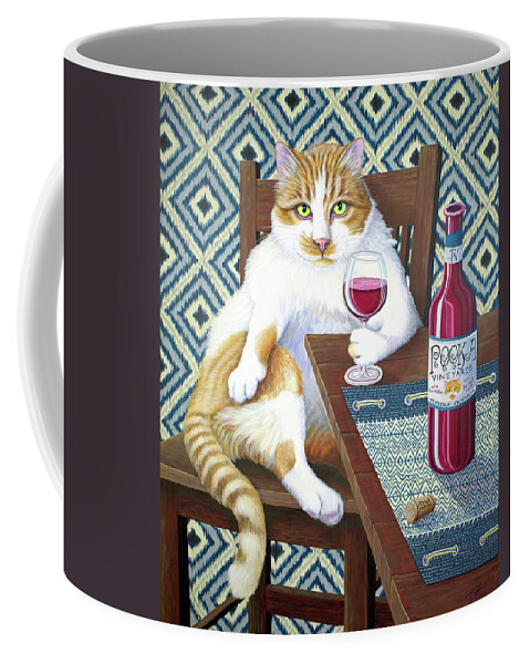Wine Coffee Mug featuring the painting The Purrrfect Wine by Tish Wynne