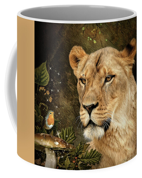 Lioness Coffee Mug featuring the digital art The Queen by Maggy Pease