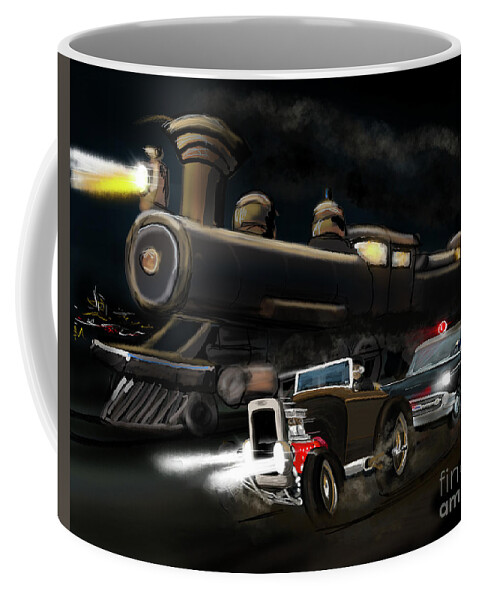Locomotive Coffee Mug featuring the digital art The Race by Doug Gist