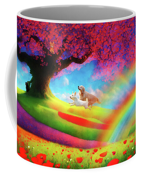 Rainbow Bridge Coffee Mug featuring the digital art The Rainbow Bridge by Peggy Collins