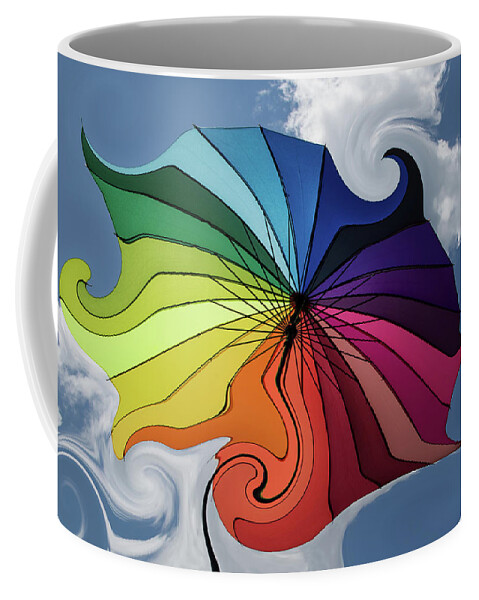 Rainbow Coffee Mug featuring the photograph The Rainbow Umbrella by Sylvia Goldkranz