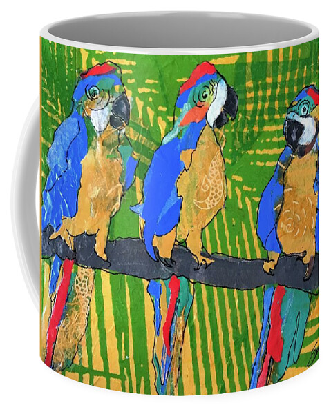 Parrot Painting Coffee Mug featuring the painting The Red Berets by Elaine Elliott