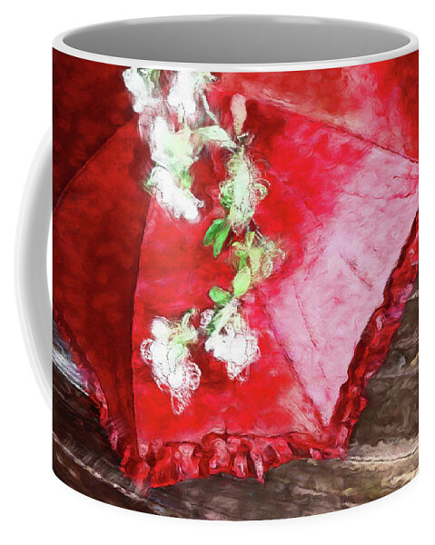 Red Umbrella Coffee Mug featuring the digital art The Red Umbrella by Kevin Lane