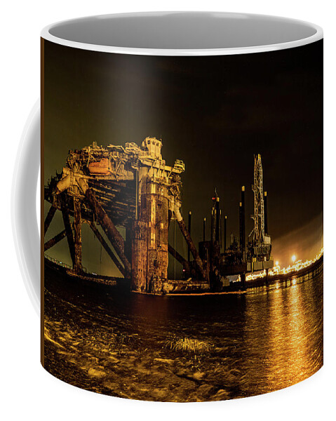 Drilling Coffee Mug featuring the photograph The Rig by Jerry Connally