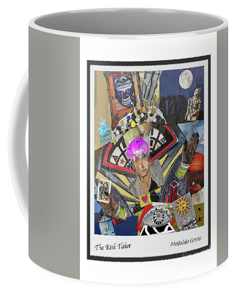 Collage Coffee Mug featuring the mixed media The Risk Taker by Mafalda Cento