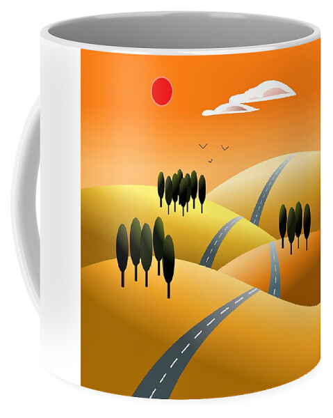 Landscape Coffee Mug featuring the digital art The road to nowhere by Fatline Graphic Art