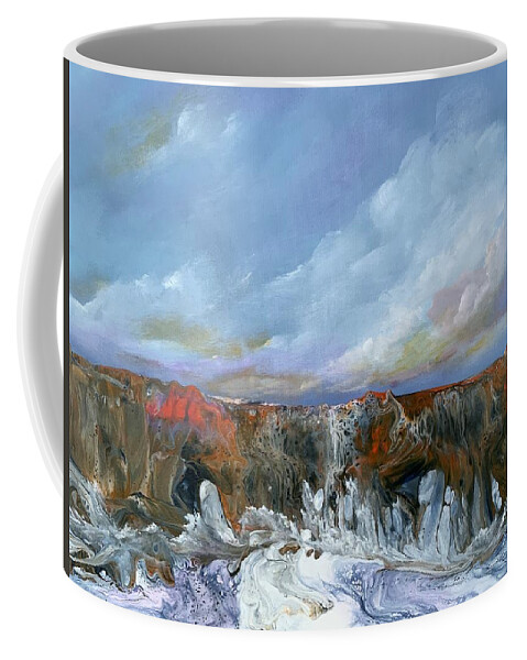 Landscape Coffee Mug featuring the painting The Rock by Soraya Silvestri