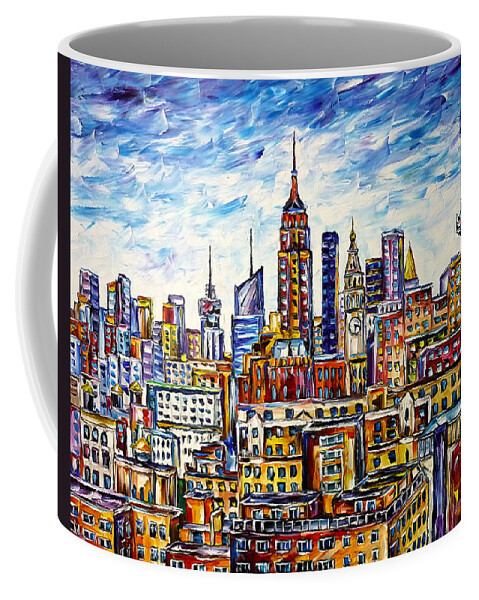 New York From Above Coffee Mug featuring the painting The Rooftops Of New York by Mirek Kuzniar