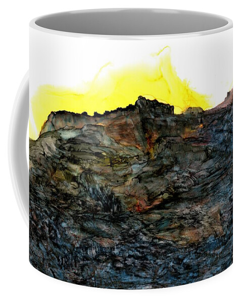 Sunrise Coffee Mug featuring the painting The ruins at Rattlesnake Ridge by Angela Marinari