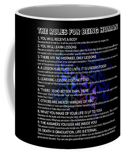 10 Life Lessons Coffee Mug featuring the digital art The Rules For Being Human by Az Jackson