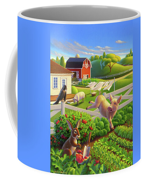 Farm Scene Coffee Mug featuring the painting The Runaway by Robin Moline