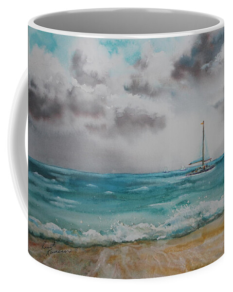 Sailboat Coffee Mug featuring the painting The Sailing Lesson by Ruth Kamenev