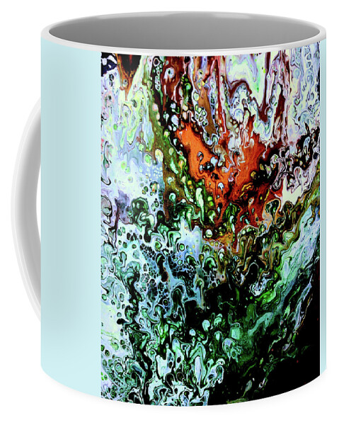 Ocean Coffee Mug featuring the painting The Sea Below by Anna Adams