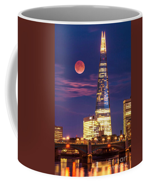 London Coffee Mug featuring the photograph The Shard and red moon, London by Neale And Judith Clark