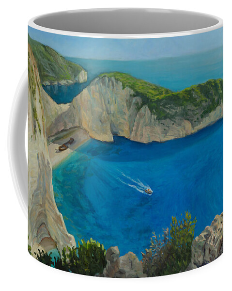 Sea Coffee Mug featuring the painting The shipwreck beach by Marco Busoni
