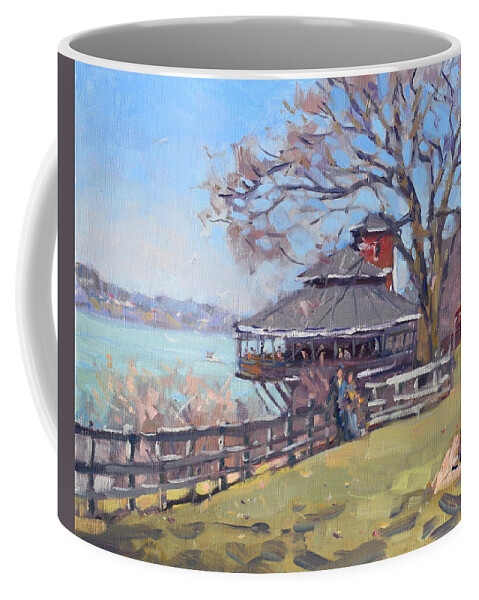 The Silo Coffee Mug featuring the painting The Silo Restaurant in Lewiston by Ylli Haruni