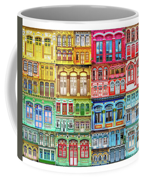 Singapore Coffee Mug featuring the photograph The Singapore Shophouse, RGBY 1 by John Seaton Callahan