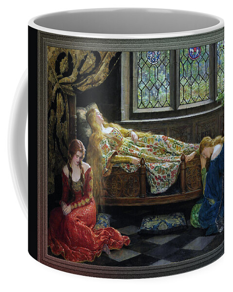 The Sleeping Beauty Coffee Mug featuring the painting The Sleeping Beauty by John Collier by Rolando Burbon