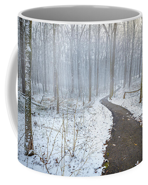 Snow Day Coffee Mug featuring the photograph The Snowy Path by Jordan Hill