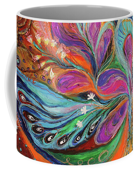Angel Coffee Mug featuring the painting The song of Safed. Fragment 4 by Elena Kotliarker