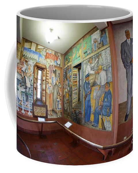 Coit Tower Murals Coffee Mug featuring the photograph The Stockholder and Others by Tony Lee