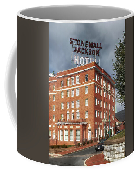 Staunton Coffee Mug featuring the photograph The Stonewall Jackson Hotel in Staunton Virginia by Susan Rissi Tregoning